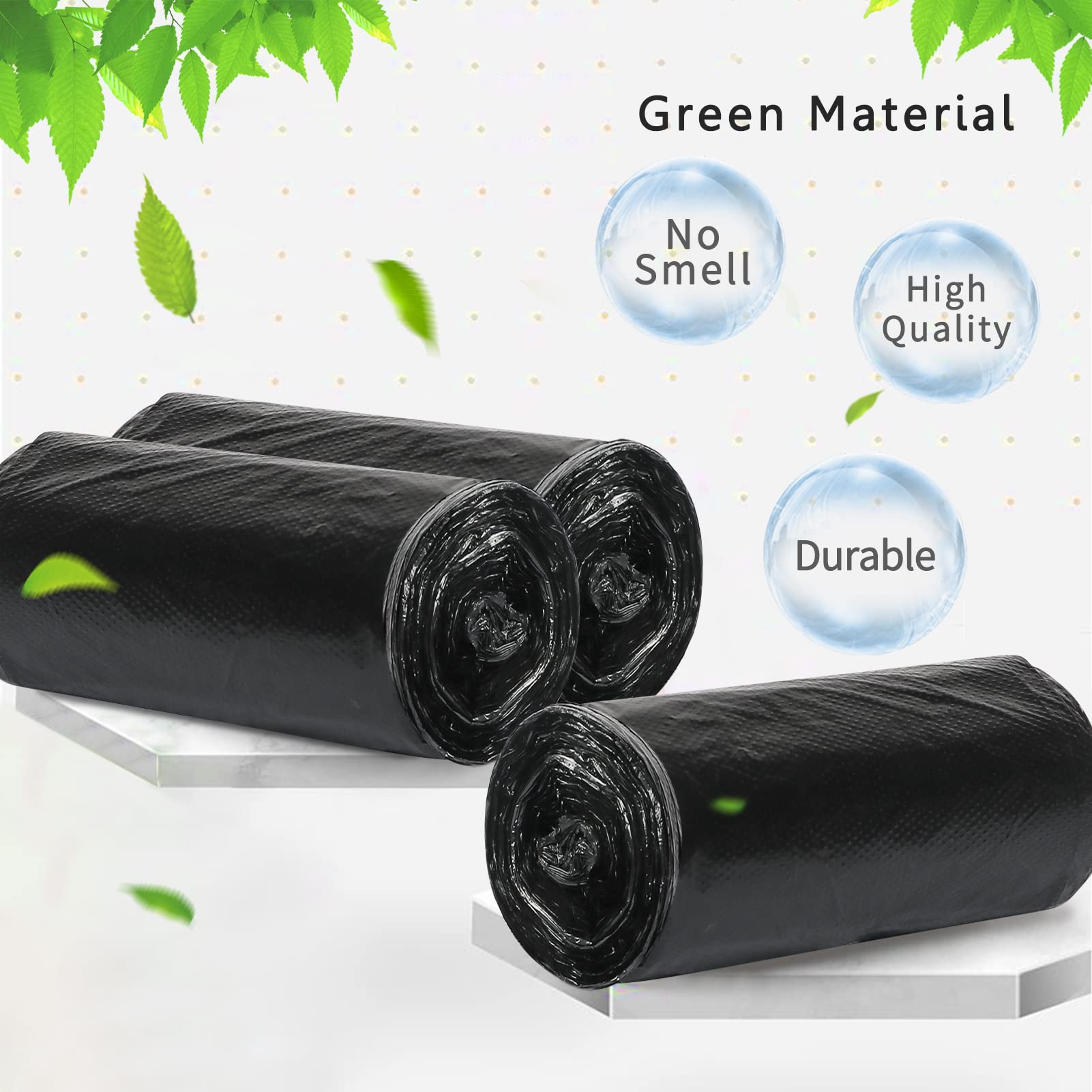 Homelove Trash Bags Garbage Bag, [100 Bags] Plastic Kitchen Barbage Bags Strong Tough Durable Kitchen Bin Bags for Bathroom Bedroom Office (5rolls x 20bags), Black
