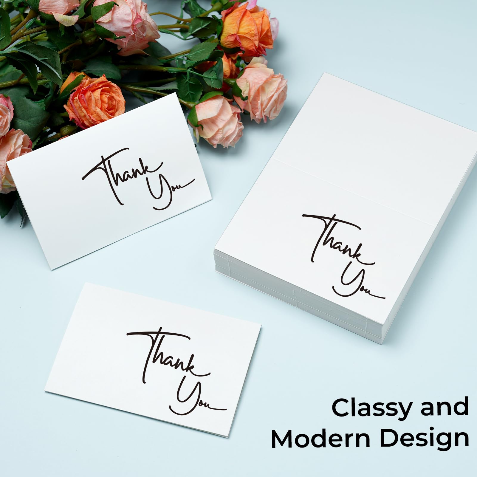 Ohuhu Thank You Cards with Kraft Envelopes and Matching Thank-You Stickers – 104-Pack (4 Minimalistic Designs), 4x6 Thank You Notes for Wedding, Graduation, Shower, Small Business, Birthday, Funeral