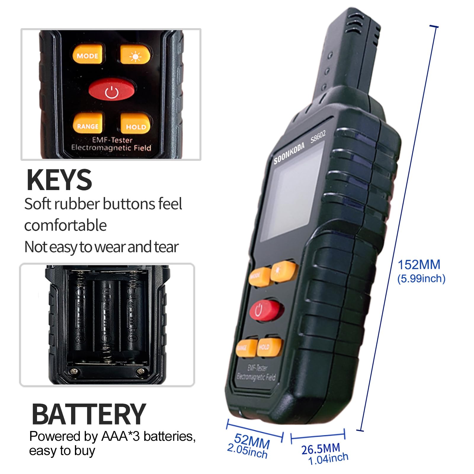 3 in 1 EMF Meter,EMF Reader,Electromagnetic Field Radiation Detector,EMF Tester for Home,EMF Detector with Sound Light Alarm,Ghost Hunting Equipmetent