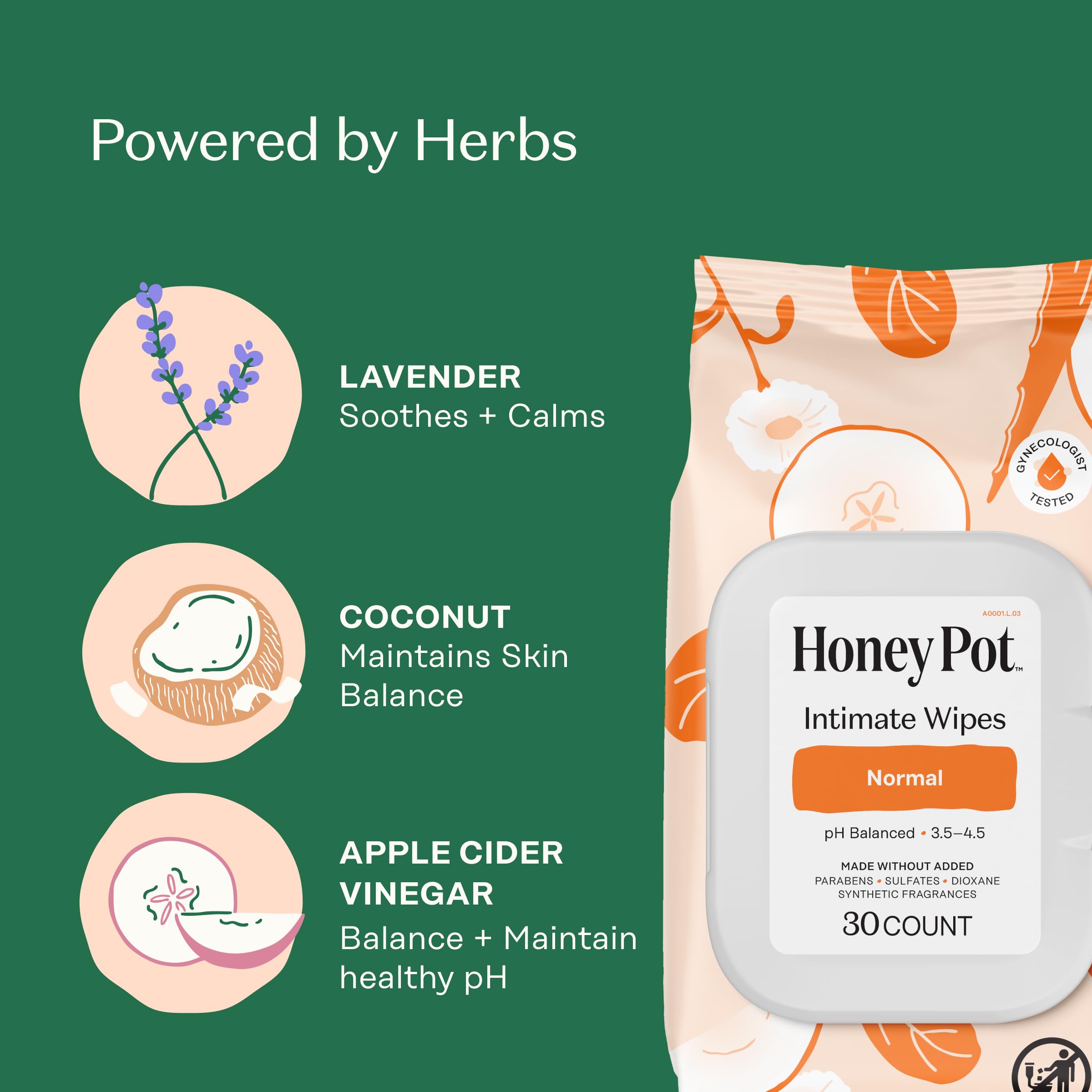 THE HONEY POT - Normal Wipes - 30 Count