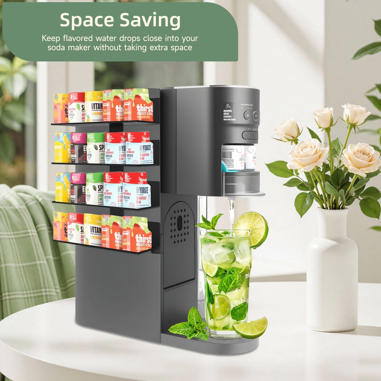 Flavor Pods Holder for Ninja Thirsti WC1001 Soda Maker, 20 Capacity Storage Rack for Ninja thirsty flavor pods, Compact & Durable Shelf for Ninja Thirsties Drink System Soda Machine (Shelf Only)