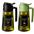 CXINYI 16oz/470ml Olive Oil Dispenser Bottle – 2 in 1 Olive Oil Spray Bottle, Air Fryer & Salad, Light-Proof Glass Kitchen Gadgets, Black&Green