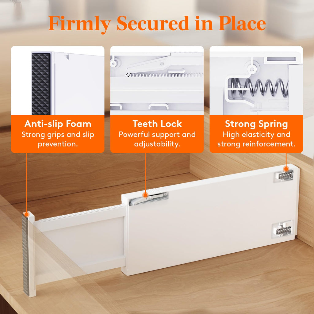 Lifewit 5" High Drawer Dividers, 13.5-22" Plastic Adjustable Drawer Organizers for Clothes, Expandable Dresser Deep Separators in Bedroom/Bathroom/Kitchen/Office Organization and Storage, 5 Packs