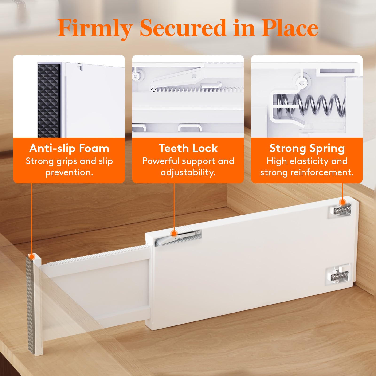 Lifewit 5" High Drawer Dividers, 13.5-22" Plastic Adjustable Drawer Organizers for Clothes, Expandable Dresser Deep Separators in Bedroom/Bathroom/Kitchen/Office Organization and Storage, 5 Packs