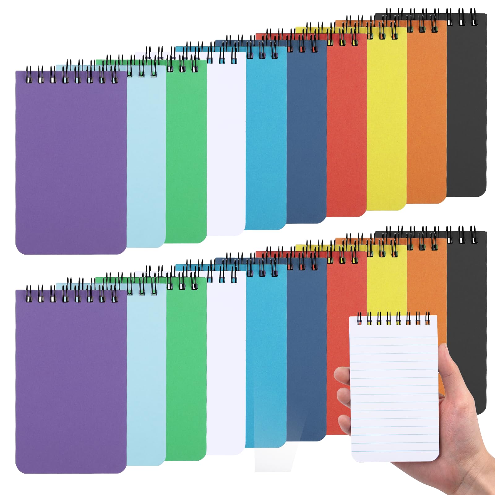 JIANTA Pocket Notebook A7, 50 Sheets/20Pack Small Spiral Notebook Lined, 10 Colours Memo Pads, 3 x 5 Inch Ruled Notepads for School Office Supplies
