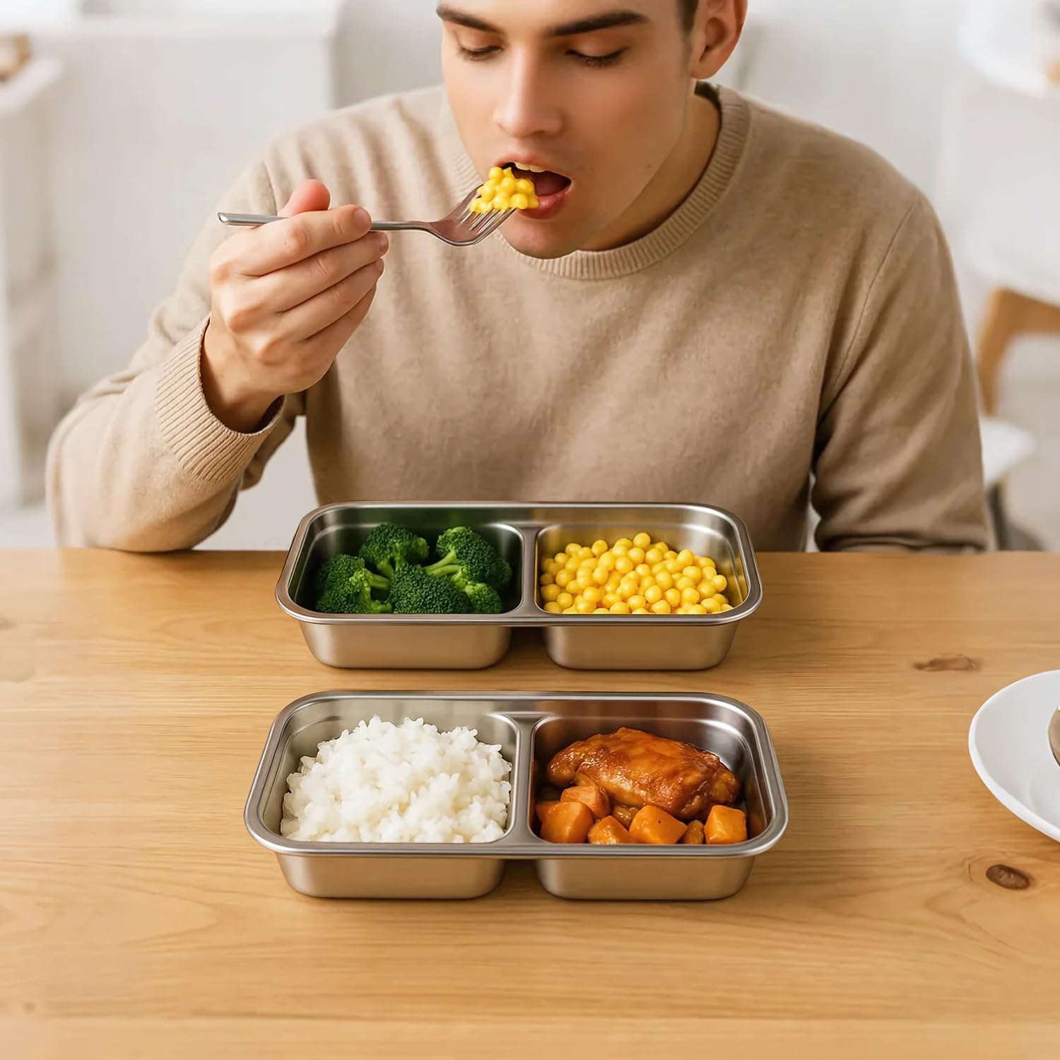 Hotbird Reusable Stainless Steel Snack Containers with Lids for Kids Todder Adults Double Compartment Grab and Go Food Storage Snackle Box Container,16 oz, 4 Pack, BPA Free