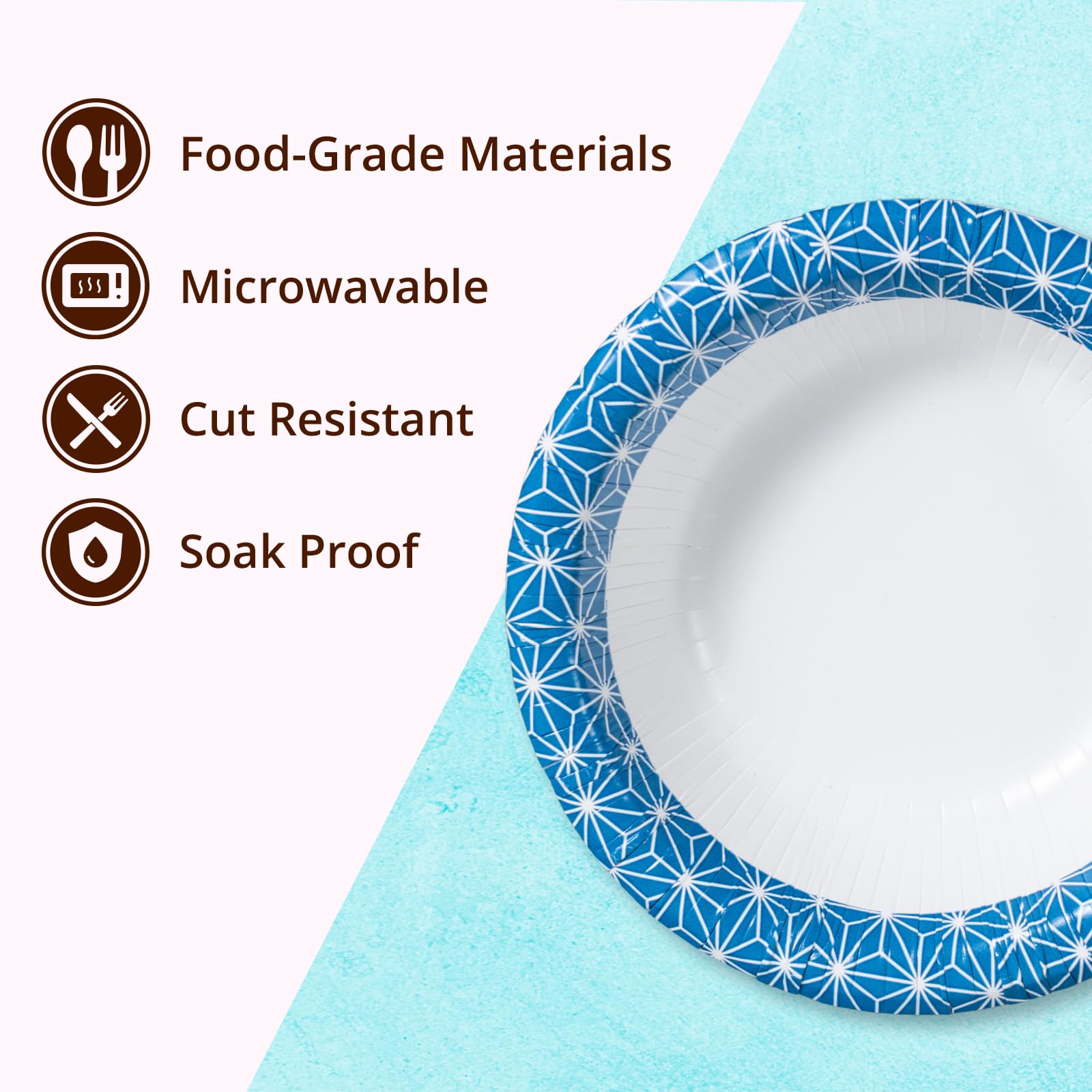 Paper Bowls, 355 ml, 150-Count, Microwave-Safe, Soak-Proof, Disposable Bowls with Asanoha Mosaic Design, Great for Soup, Salad, Snacks, and Meals