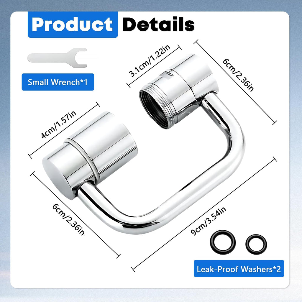 1080 Rotating Faucet Extender, New U Shaped Rotatable Tap Aerator Adapter for Kitchen & Bathroom Sink - Multifunctional Faucets Extenders Extension, Sink Sprayer Attachment with 2 Model