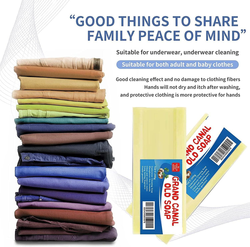 2Pcs Grand Canal Soap,Grand Canal Underwear Cleaning Soap, Laundry Stain Remover Bar, Gentle and Does Not Hurt Hands