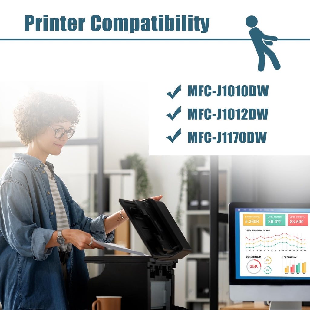 LC401 Compatible LC401XL Ink Cartridges for Brother Printer MFC-J1010DW MFC-J1012DW MFC-J1170DW (5 Pack LC401XL Ink Cartridges BK C M Y Replacements)