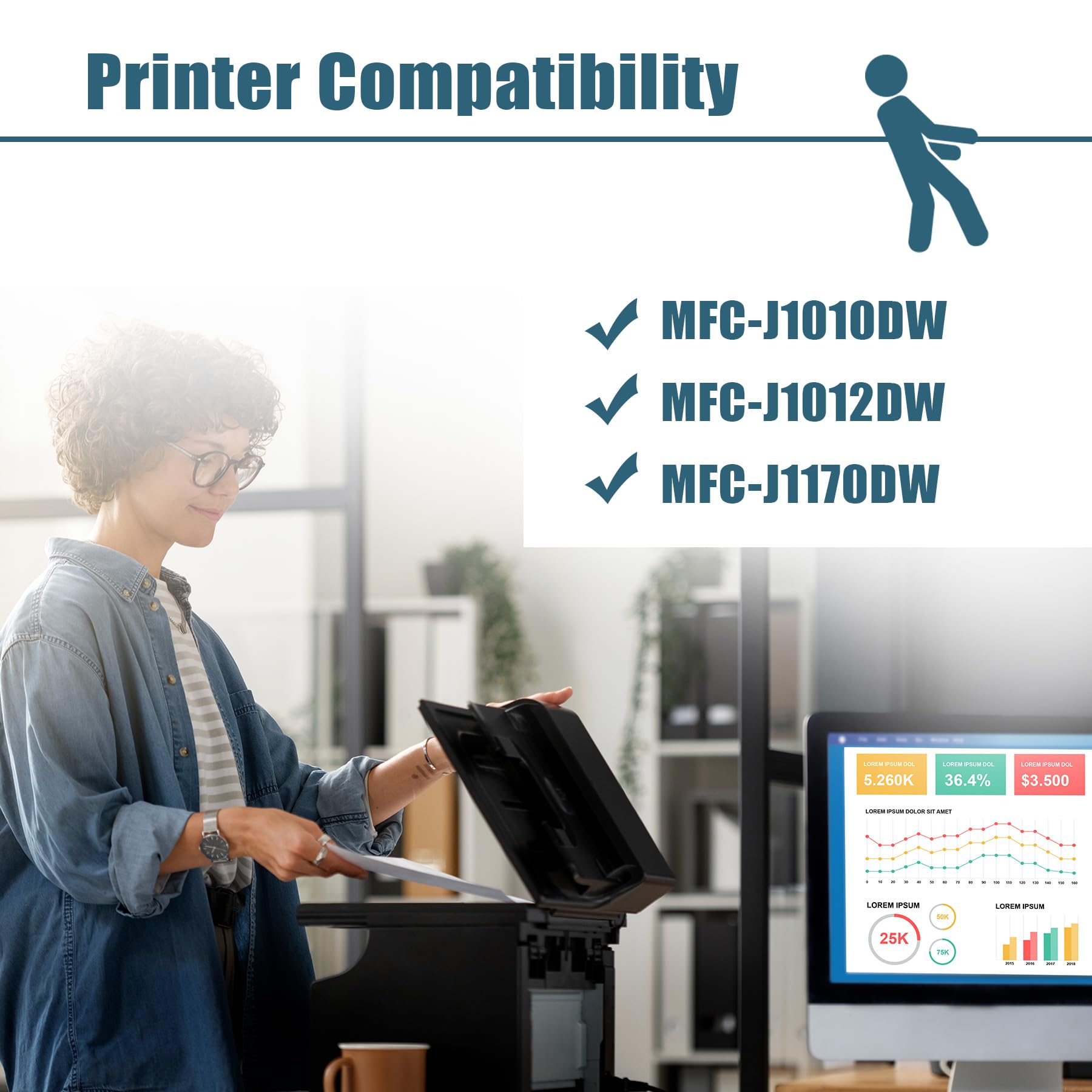 LC401 Compatible LC401XL Ink Cartridges for Brother Printer MFC-J1010DW MFC-J1012DW MFC-J1170DW (5 Pack LC401XL Ink Cartridges BK C M Y Replacements)