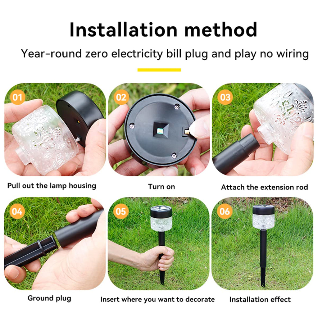 Solar Garden Lights, 4 Pack Solar Lights Outdoor Waterproof IP65 Auto On/Off Solar Pathway Lights Outdoor Decor for Yard Patio Landscape Walkway Driveway (Warm Yellow)