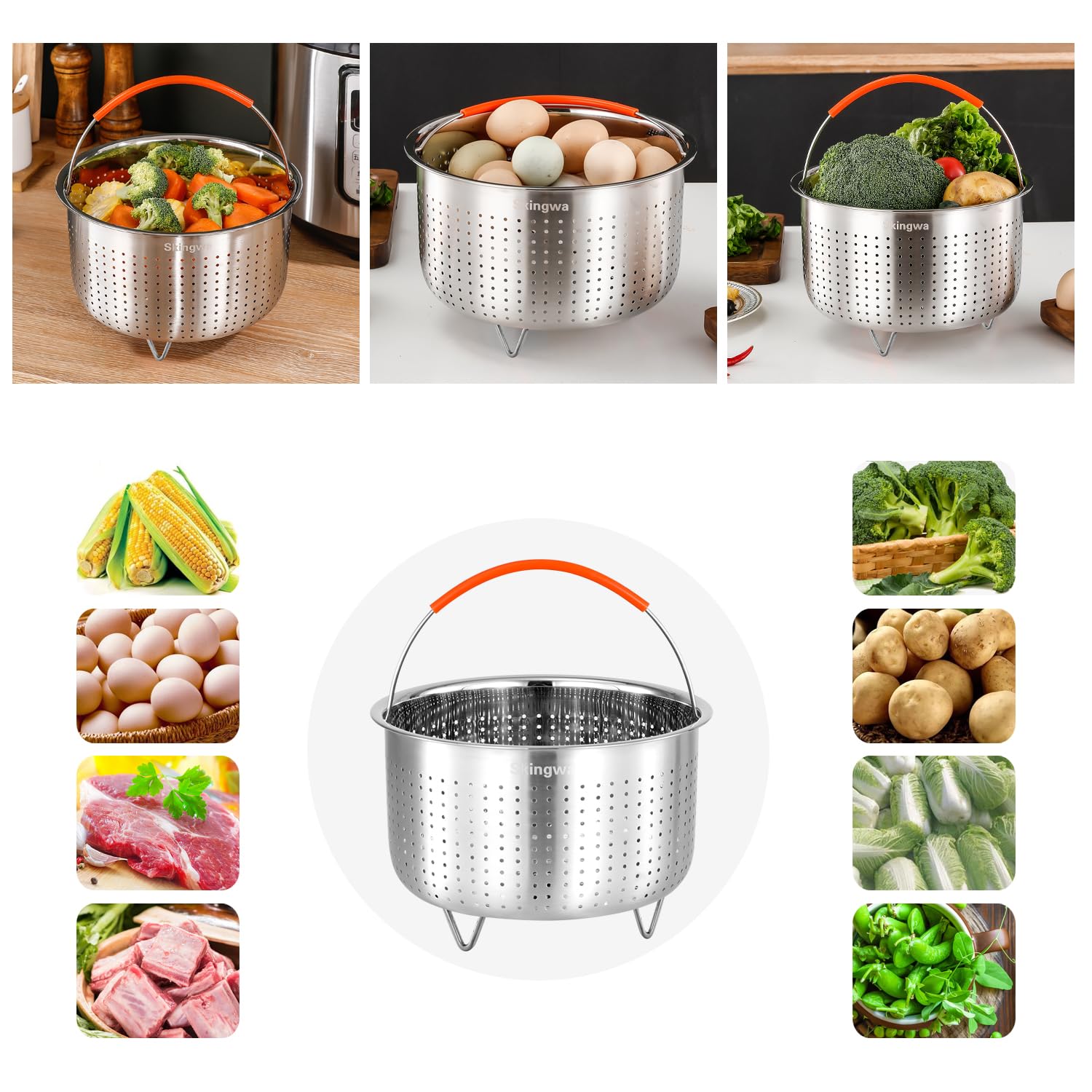 Steamer Basket for Instant Pot, Vegetable Strainer Colander Basket Stainless Steel Steamer Insert for Pots