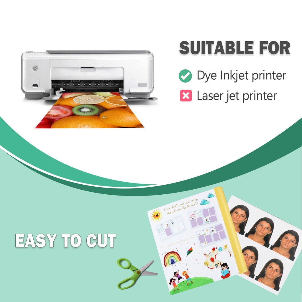 8.5x11 Glossy Photo Paper, 100 Sheets 52lb Inkjet, Letter, Pikapoka (P851110020GSY)