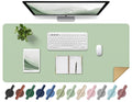 Non Slip Desk Mat, 31.5" x 15.7" PU Leather Desk Pad, Cork Desk Mat for Desktop, Desk Pad for Keyboard and Mouse, Ideal for Office and Home, Light Green