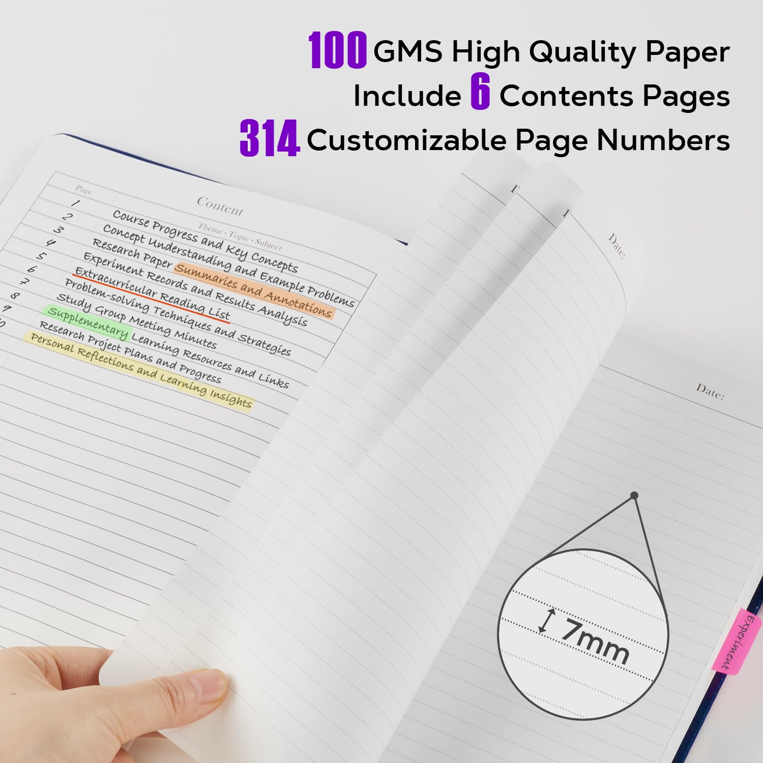 320 Pages Journal Notebook, College Ruled Notebook Journal for Women Men, Leather Journal Notebook for School Work, Pearlescent Purple Notebook, 8.5 x 11