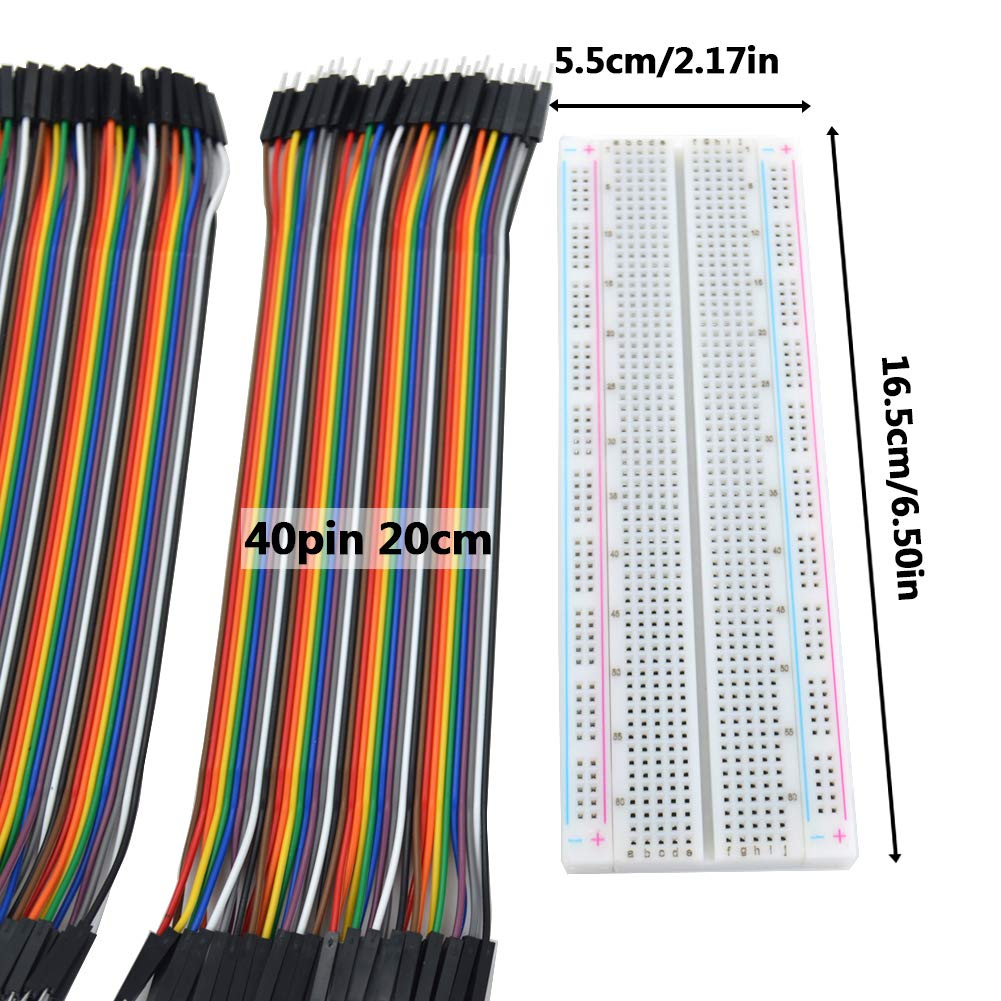 3 Pack Solderless Plug in Breadboard with 3 Pack Jumper Wires, 830 Tie-Point 4 Power Rails Breadboard for Circuit Test (40 Pin Male to Female,40 Pin Male to Male,40 Pin Female to Female)