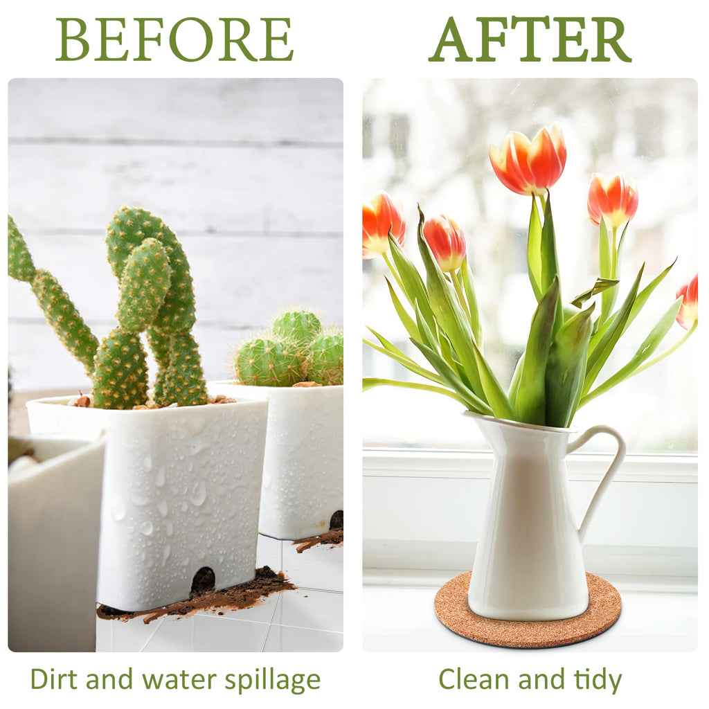 Augshy 8 Pieces 4 Sizes Cork Plant Saucers Plant Mats Round Coasters Pad for Plants House Garden Indoors Pots DIY Craft Project (4 Inches, 6 Inches, 8 Inches, 10 Inches)