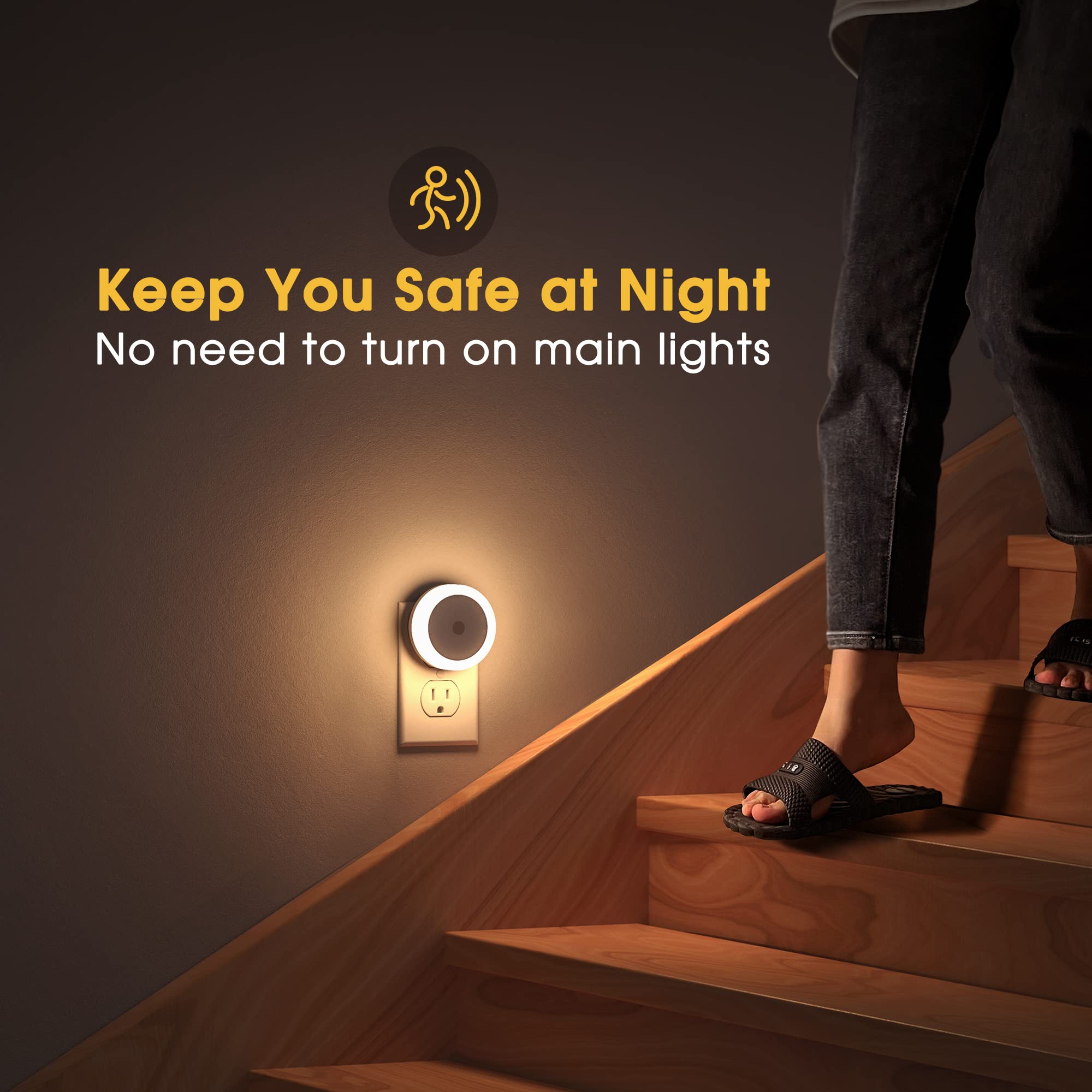 Briignite Night Light, Plug into Wall [2Pack] with Light Sensors, LED Night Light for Kids Room, Baby, Bathroom Night Light, Stair, Hallway Light, Warm White