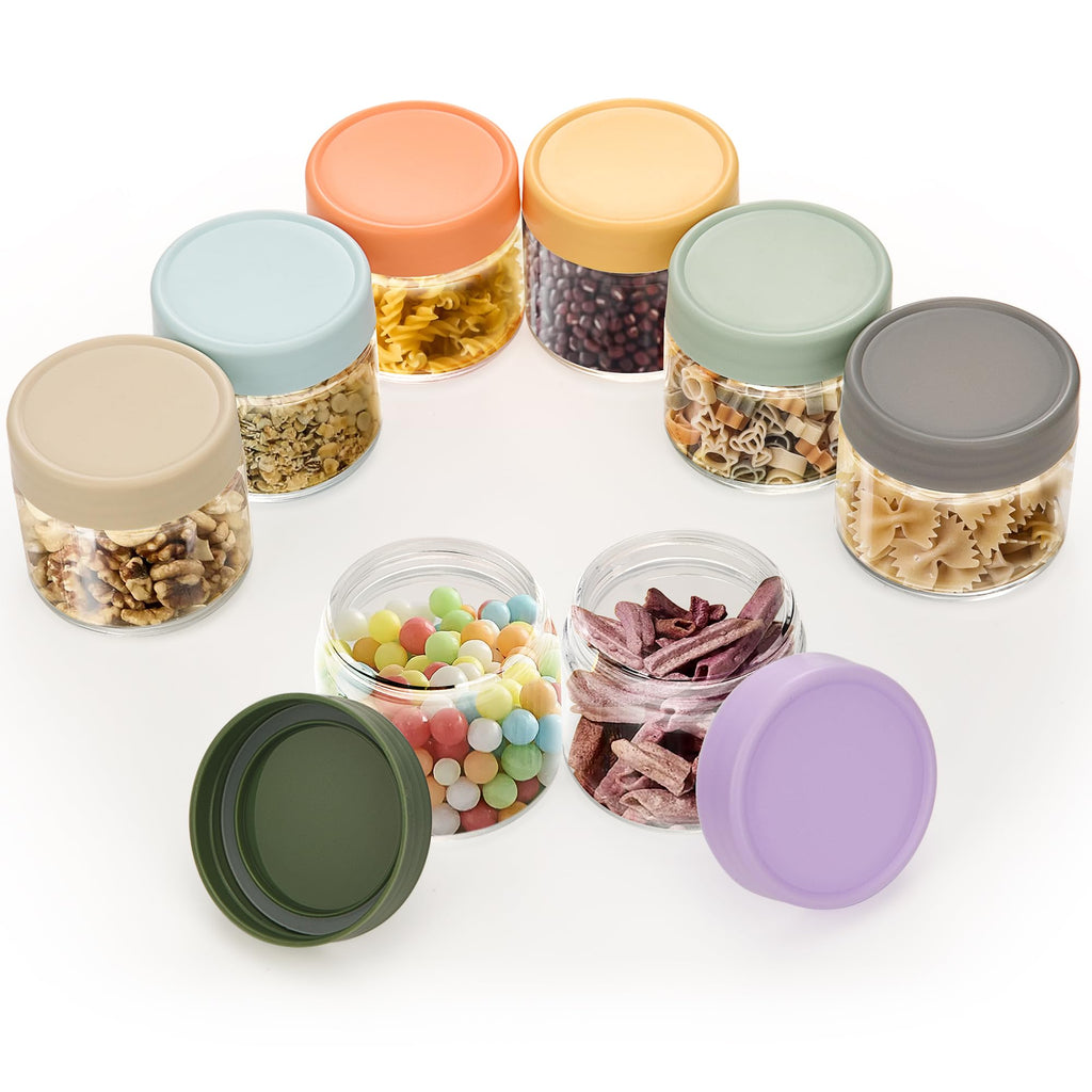 8-Pack Thick Glass 2oz Mini Mason Jars with Lids - Airtight Condiment Containers, Salad Dressing Cups & Sauce Bottles for Lunch Box, Travel, Pantry Storage