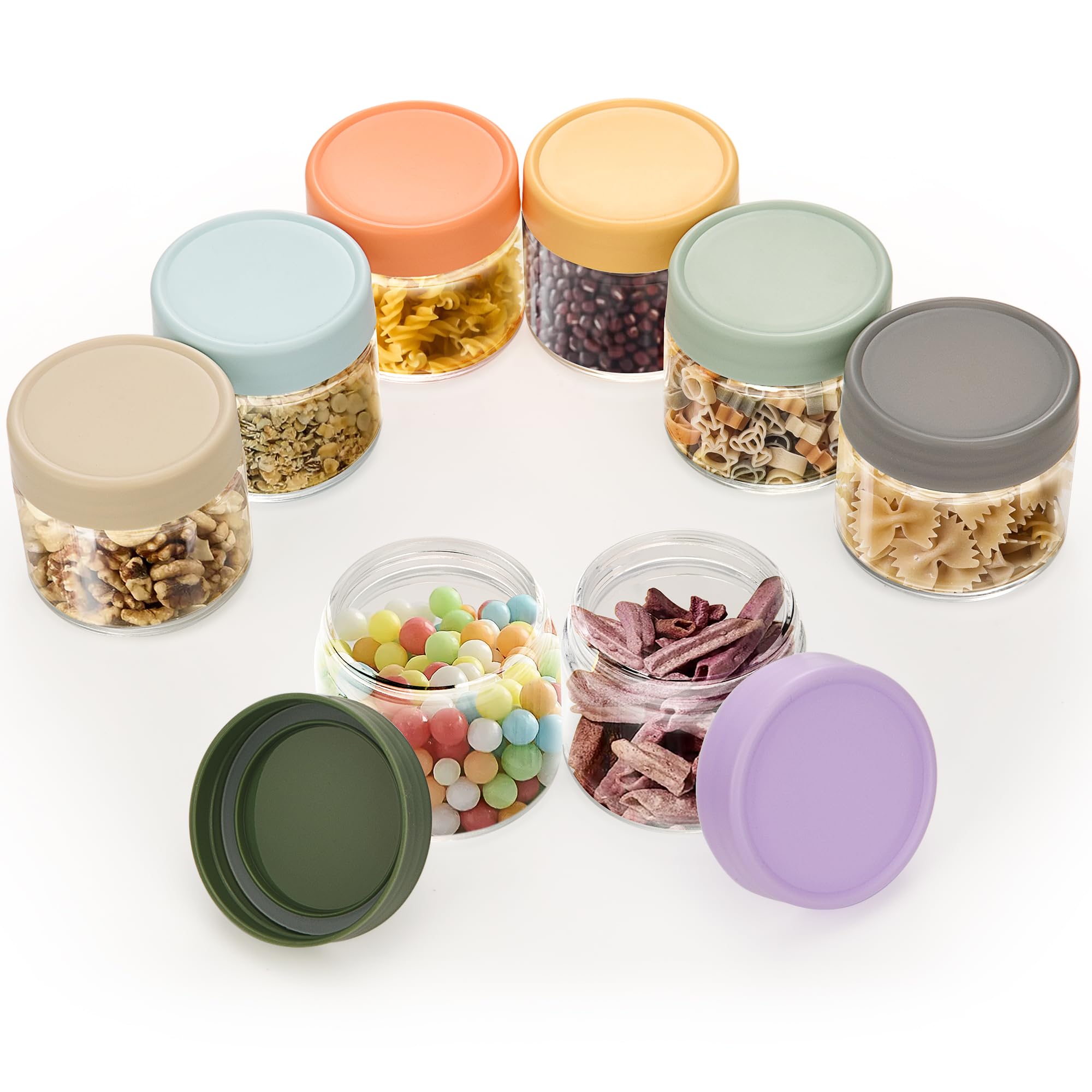 8-Pack Thick Glass 2oz Mini Mason Jars with Lids - Airtight Condiment Containers, Salad Dressing Cups & Sauce Bottles for Lunch Box, Travel, Pantry Storage