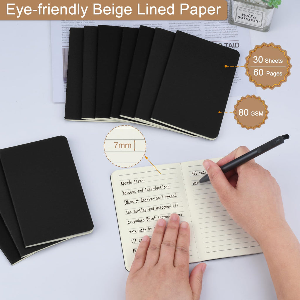 ZCZN Pocket Notebook 3.5x5.5 Inches, Black Softcover Lined Notebook, 60 Pack Small Journal for Office School Travel (60)