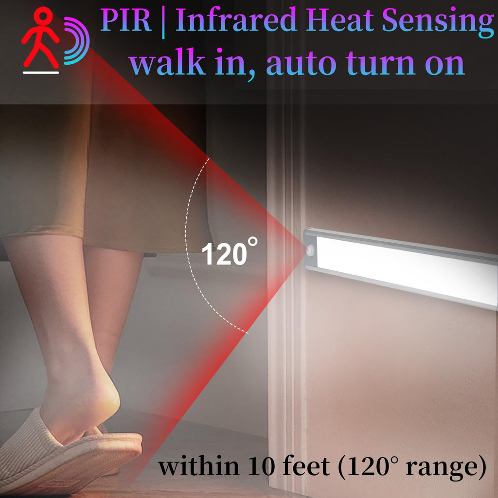 Ultra-Bright 70LED Motion Closet Lights 2000mAh Rechargeable Large Battery Powered Long Lasting Wardrobe Lighting. Cordless Sensor Lamp for Kitchen Under Cabinet, Counter, Pantry. 6000k Cool White