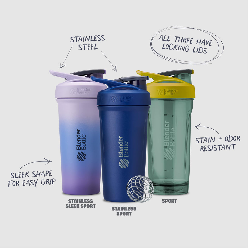BlenderBottle Strada Shaker Cup Perfect for Protein Shakes and Pre Workout, 28-Ounce, White