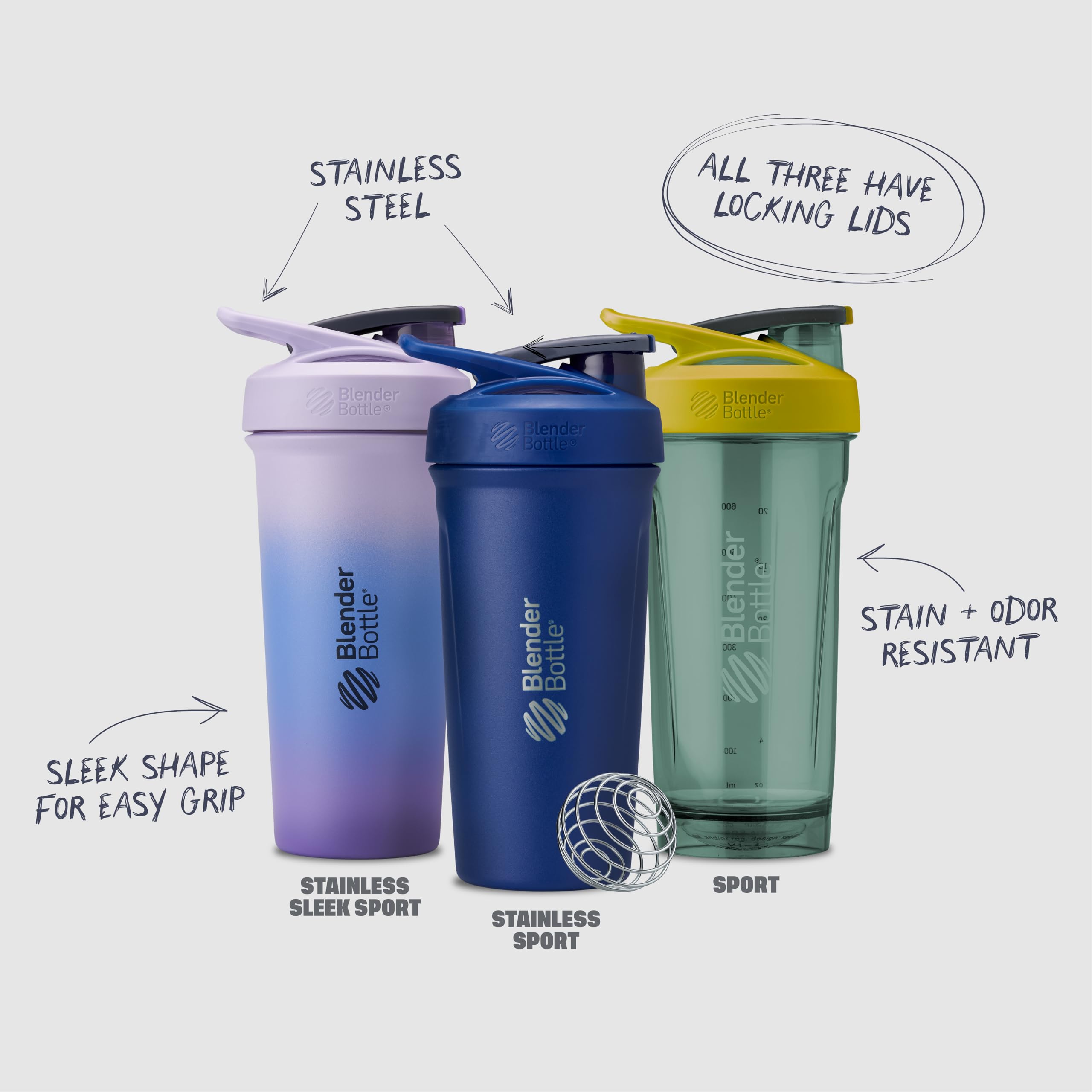 BlenderBottle Strada Shaker Cup Perfect for Protein Shakes and Pre Workout, 28-Ounce, White