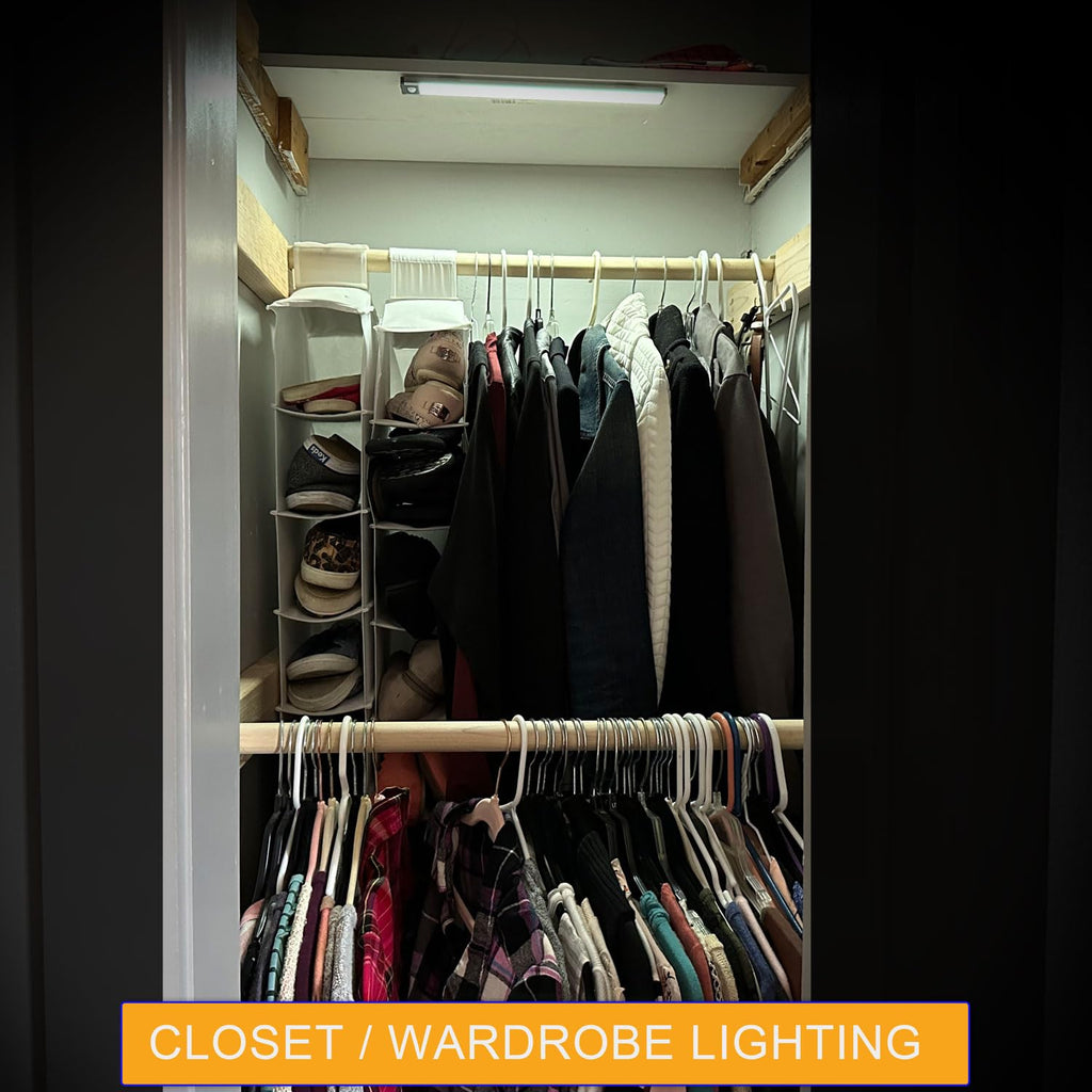 Ultra-Bright 70LED Motion Closet Lights 2000mAh Rechargeable Large Battery Powered Long Lasting Wardrobe Lighting. Cordless Sensor Lamp for Kitchen Under Cabinet, Counter, Pantry. 6000k Cool White