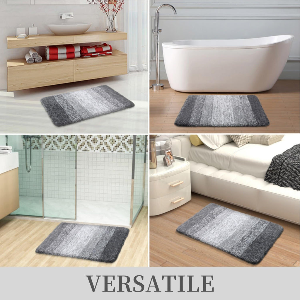 OLANLY Luxury Microfiber Bath Mat, Extra Soft and Absorbent Bathroom Mat, Non-Slip Plush Shaggy Bathroom Rug, Machine Wash Dry, Bath Rugs for Bathroom Floor, Tub and Shower, 20x30, Grey