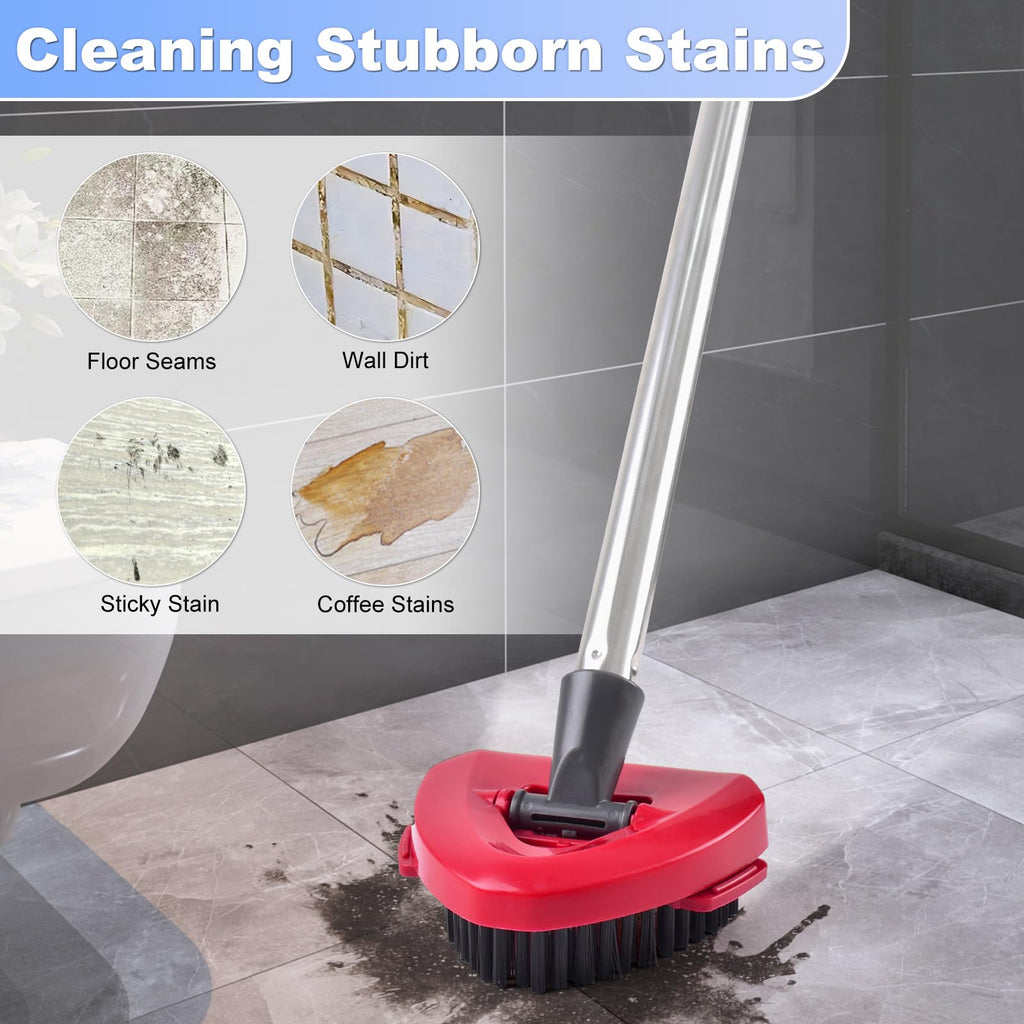 DLAIMI Spin Mop Head Replacement, Base, Mop Handle Replacement for Vileda RinseClean, 2 Microfiber Refills, 4-Section 30-59in Mop Stick, Cover and Scrubber(2-Tank System)