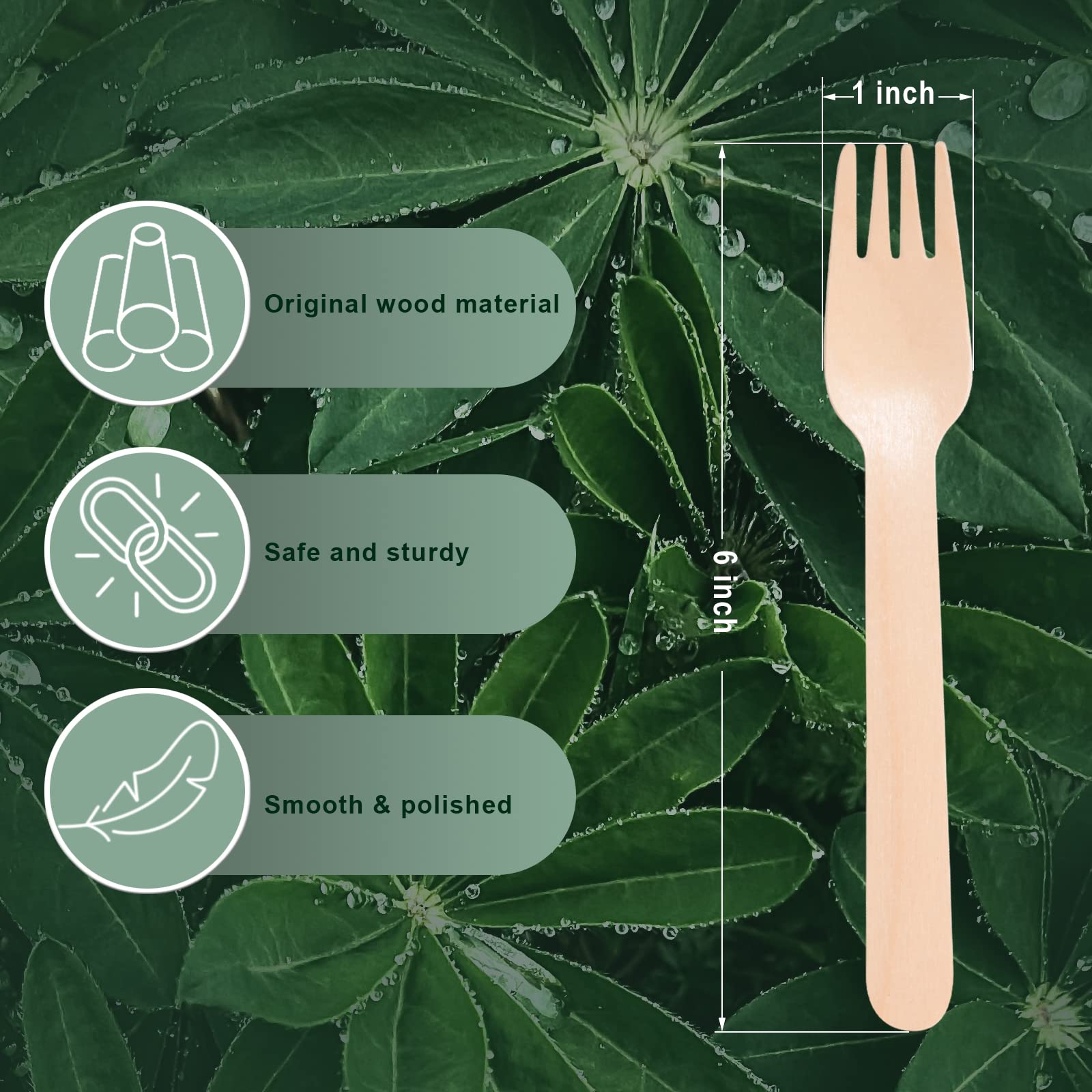 Disposable Wooden Forks for Eating - 300Pcs Natural Wooden Forks Disposable, Biodegradable and Compostable Wooden Cutlery for Dining, Ice Cream Dessert Forks