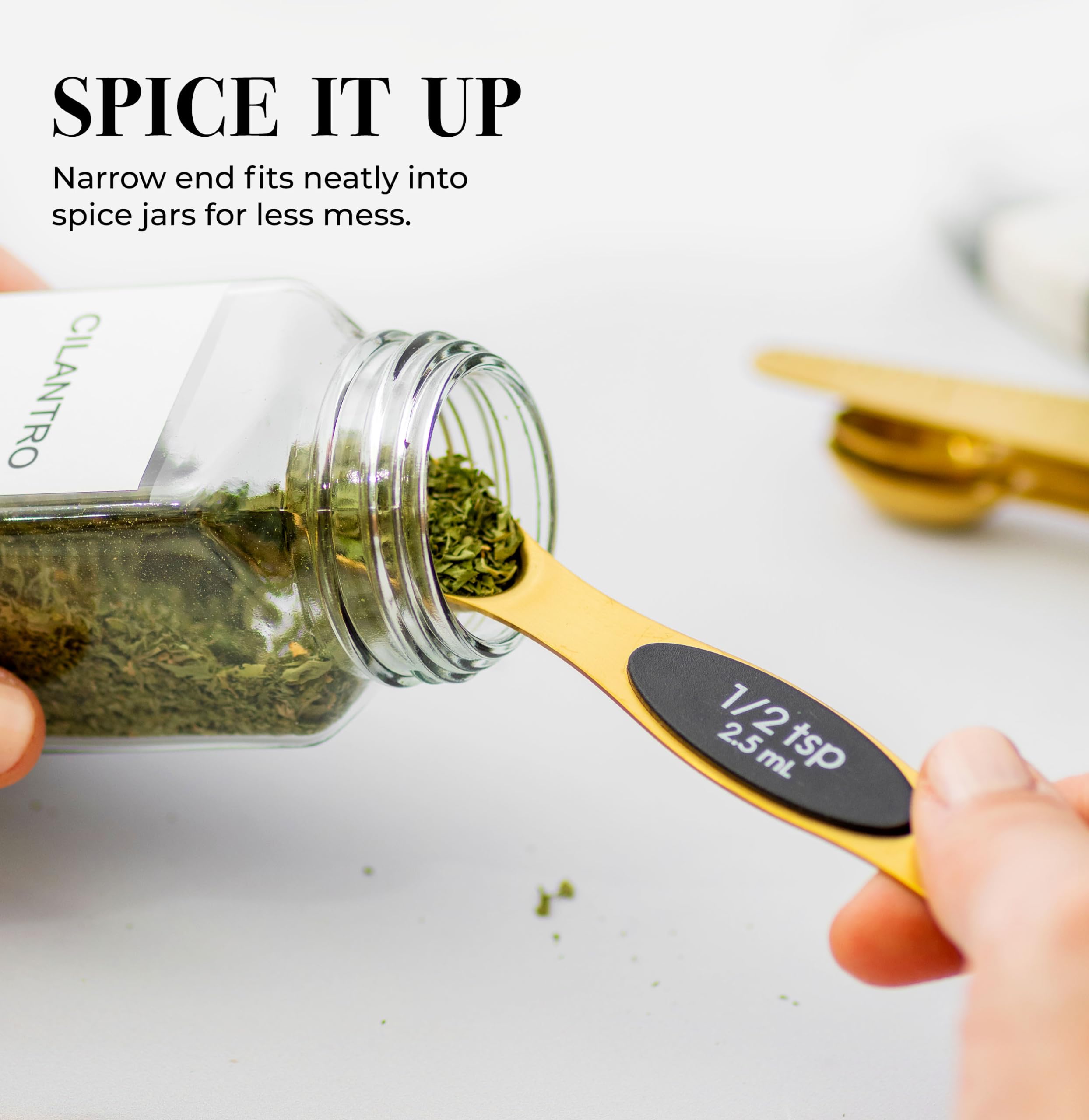 Magnetic Measuring Spoons Set - Stainless Steel Measuring Spoons - Magnetic Measuring Spoon Set, Gold Measuring Spoons Magnetic, Cute Measuring Spoons for Cooking & Baking