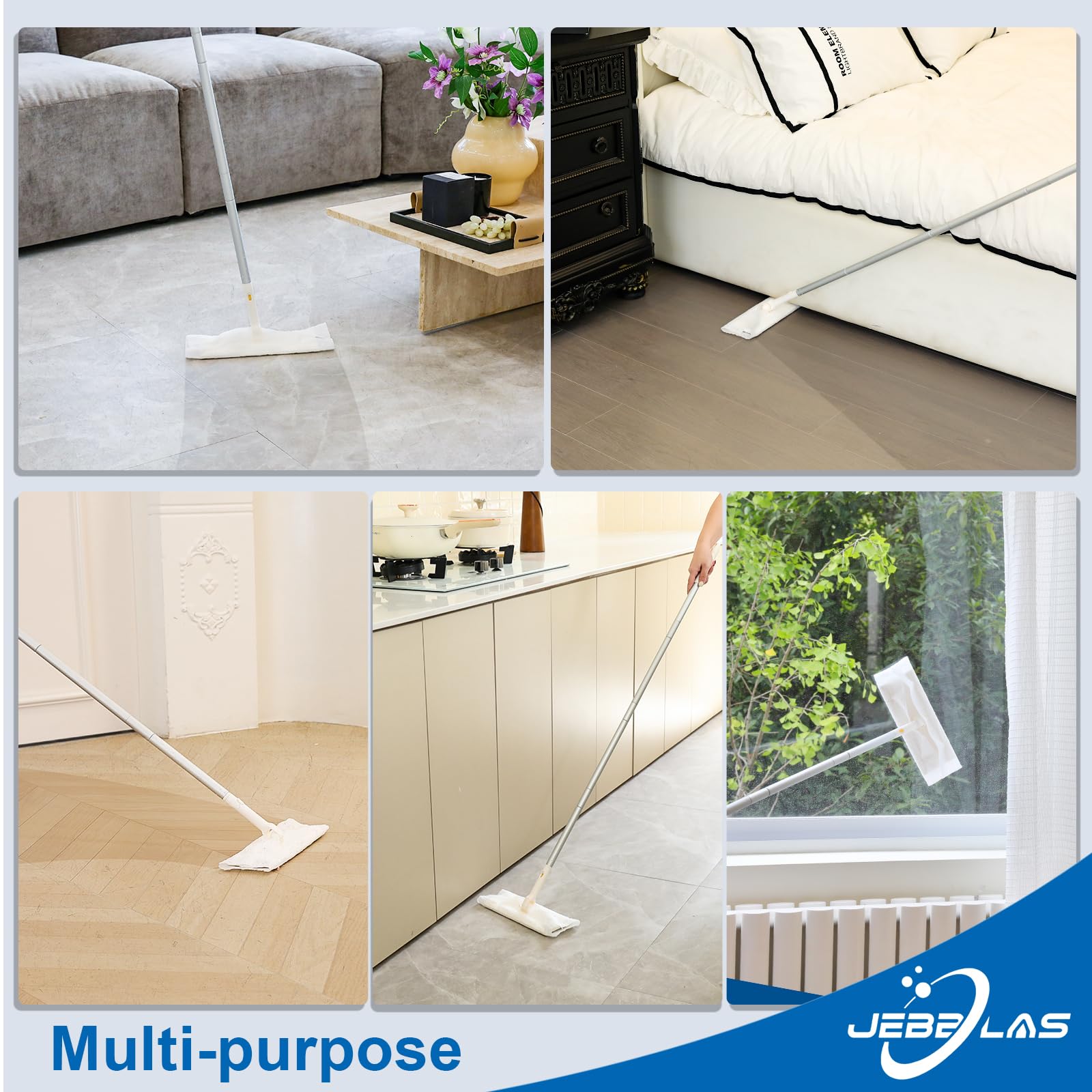 JEBBLAS Disposable Mop Cloth Dry Sweeping Pad for Floor Mop Sweeping Cloths Multi Surface Refills, Pack of 120 Refills