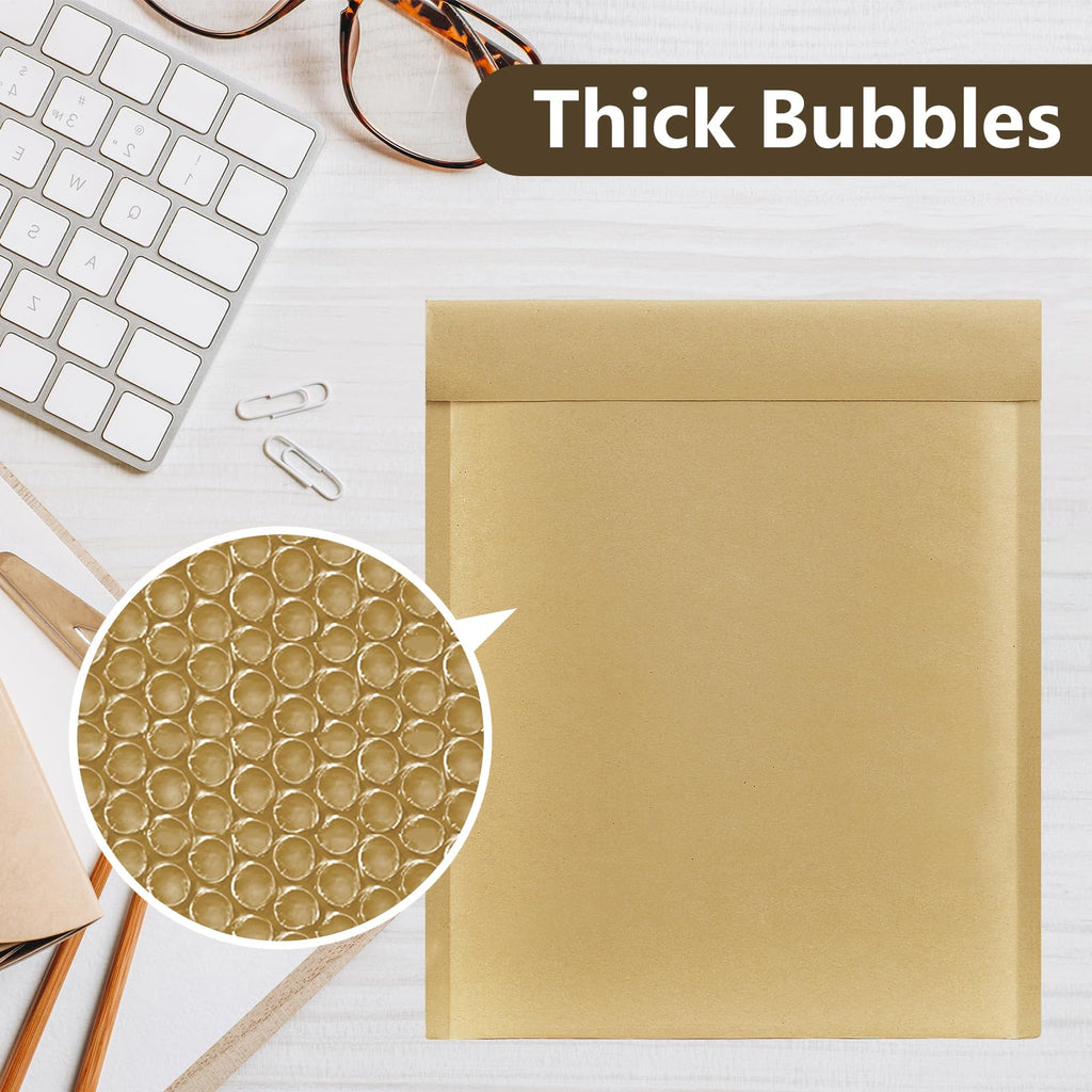 UCGOU Natural Kraft Bubble Mailers 4x8 Inch 50 Pack Brown Padded Envelopes #000 Small Business Mailing Packages Self Sealing Tear Resistant Boutique Bulk Shipping Bags for Jewelry Makeup Supplies