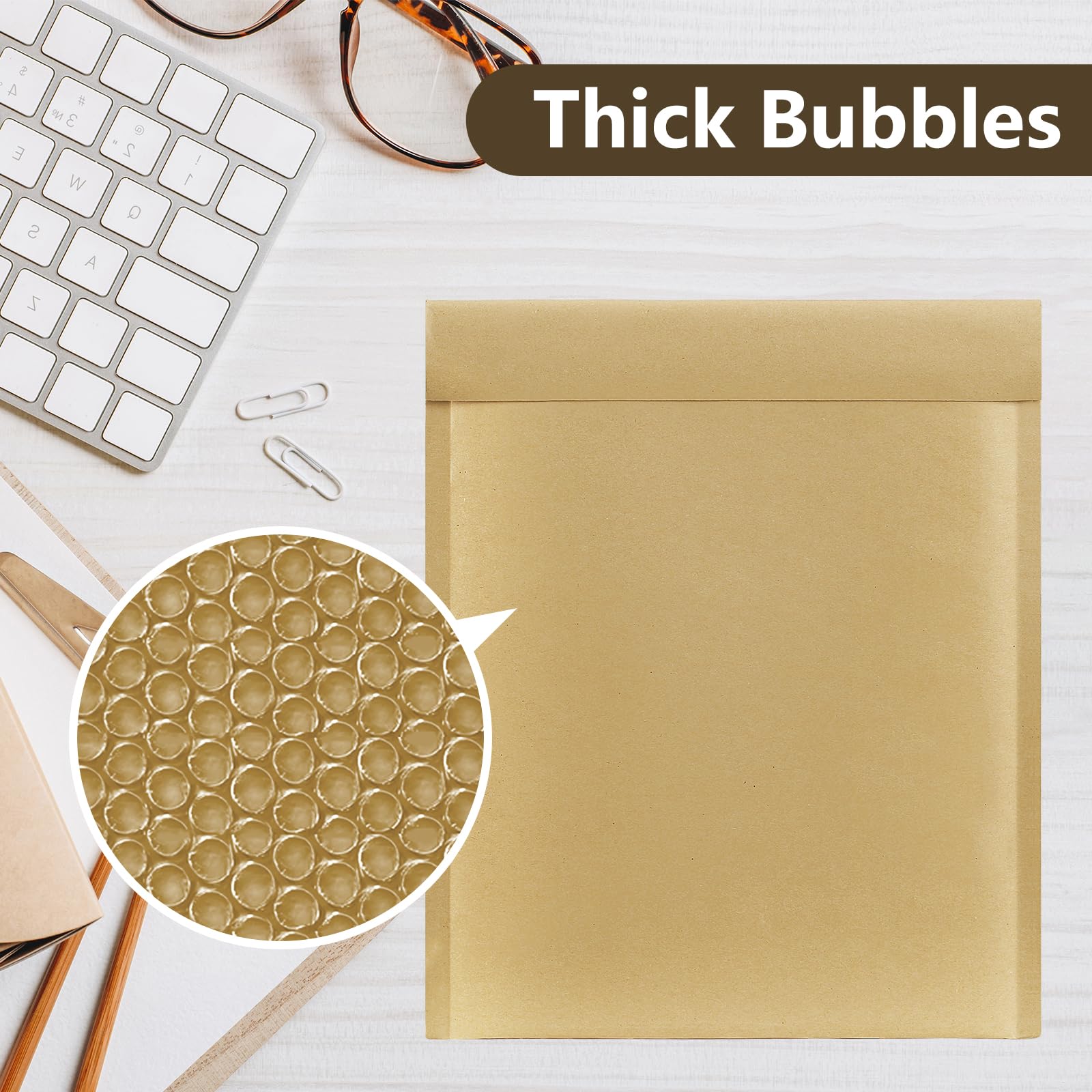 UCGOU Natural Kraft Bubble Mailers 4x8 Inch 50 Pack Brown Padded Envelopes #000 Small Business Mailing Packages Self Sealing Tear Resistant Boutique Bulk Shipping Bags for Jewelry Makeup Supplies