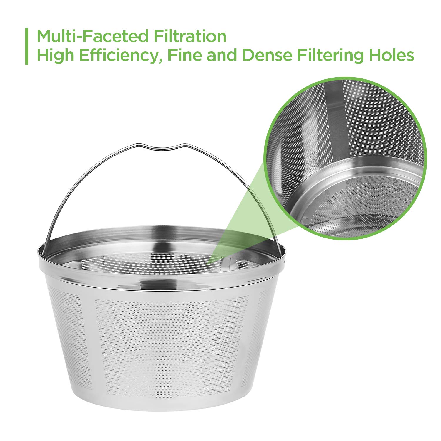 Reusable Coffee Filters 8-12 Cup Permanent Coffee Filters Basket Washable Compatible with Mr. Coffee Black & Decker Coffee Maker Filter 6-12 Cup