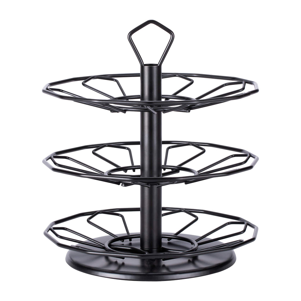 FlagShip K cup Holder Carousel 3 Tier for Keurig Pod Holder Metal DIY Install Small for K-cup Storage Stand 21 K Pod Storage