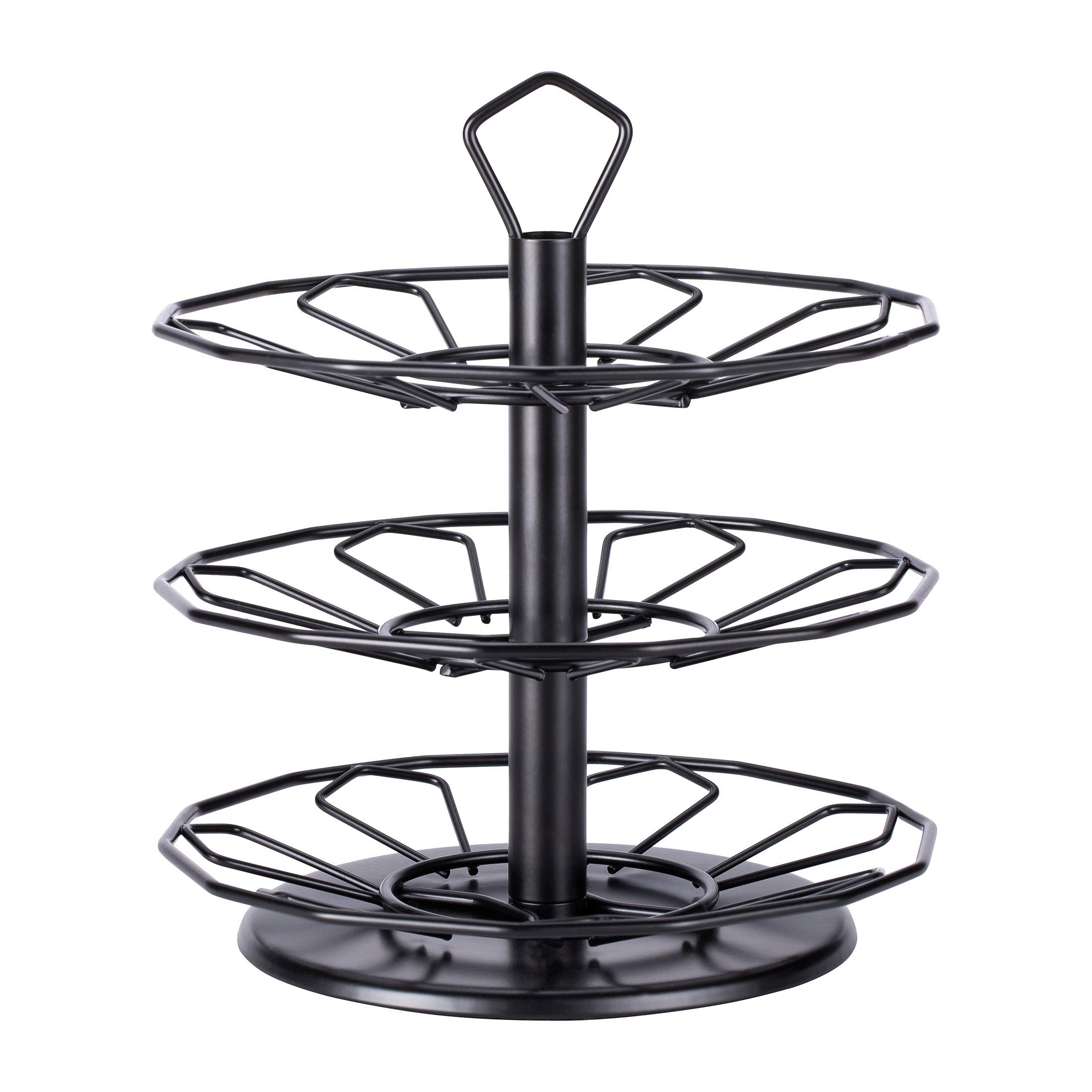 FlagShip K cup Holder Carousel 3 Tier for Keurig Pod Holder Metal DIY Install Small for K-cup Storage Stand 21 K Pod Storage