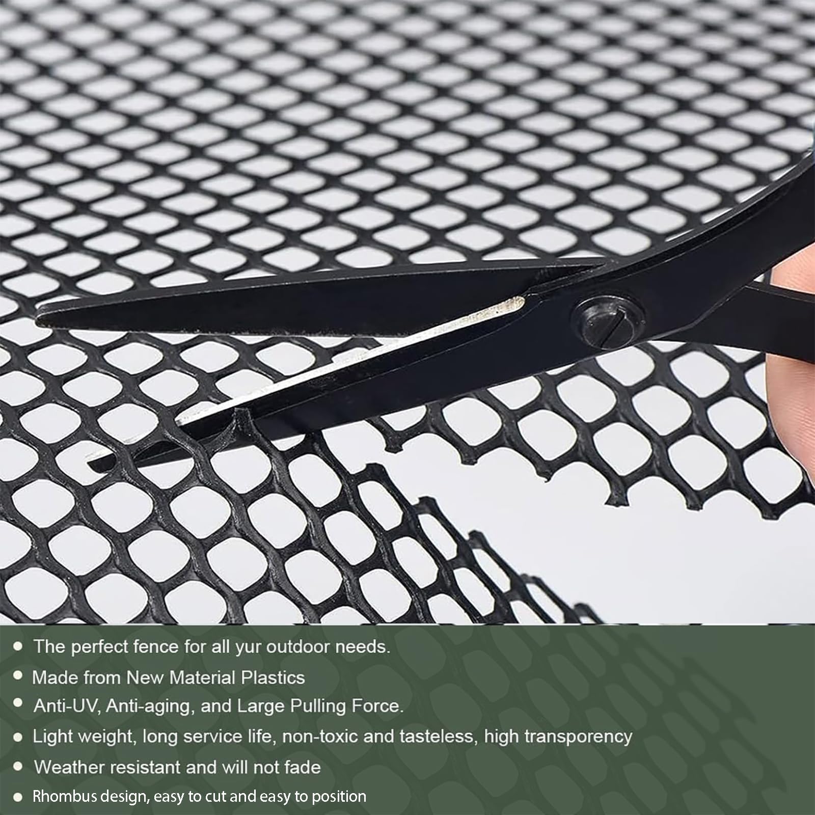 Plastic Chicken Wire Mesh Fence Roll - BEFYUS 15.7IN x 16.4FT Garden Fencing Animal Barrier with Zip Tie，Temporary Use Poultry Wires Netting for Pet,Dogs,Deer Rabbit (Black)
