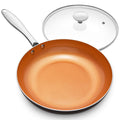 MICHELANGELO 10 Inch Non Stick Frying Pan with Lid, Ceramic Copper Frying Pan, Non-Toxic Skillet with Lid, Induction Compatible, Oven and Dishwasher Safe