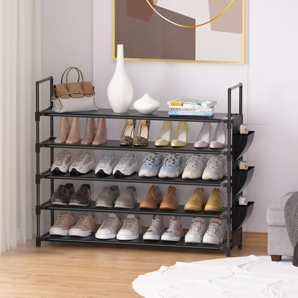 Shoe Rack 5 Tier Shoe Organizer Shoe Storage 20-25 Pairs for Closet Entryway Shoes Holder Space Saving Tall Shoes Shelf for Bedroom Garage Door