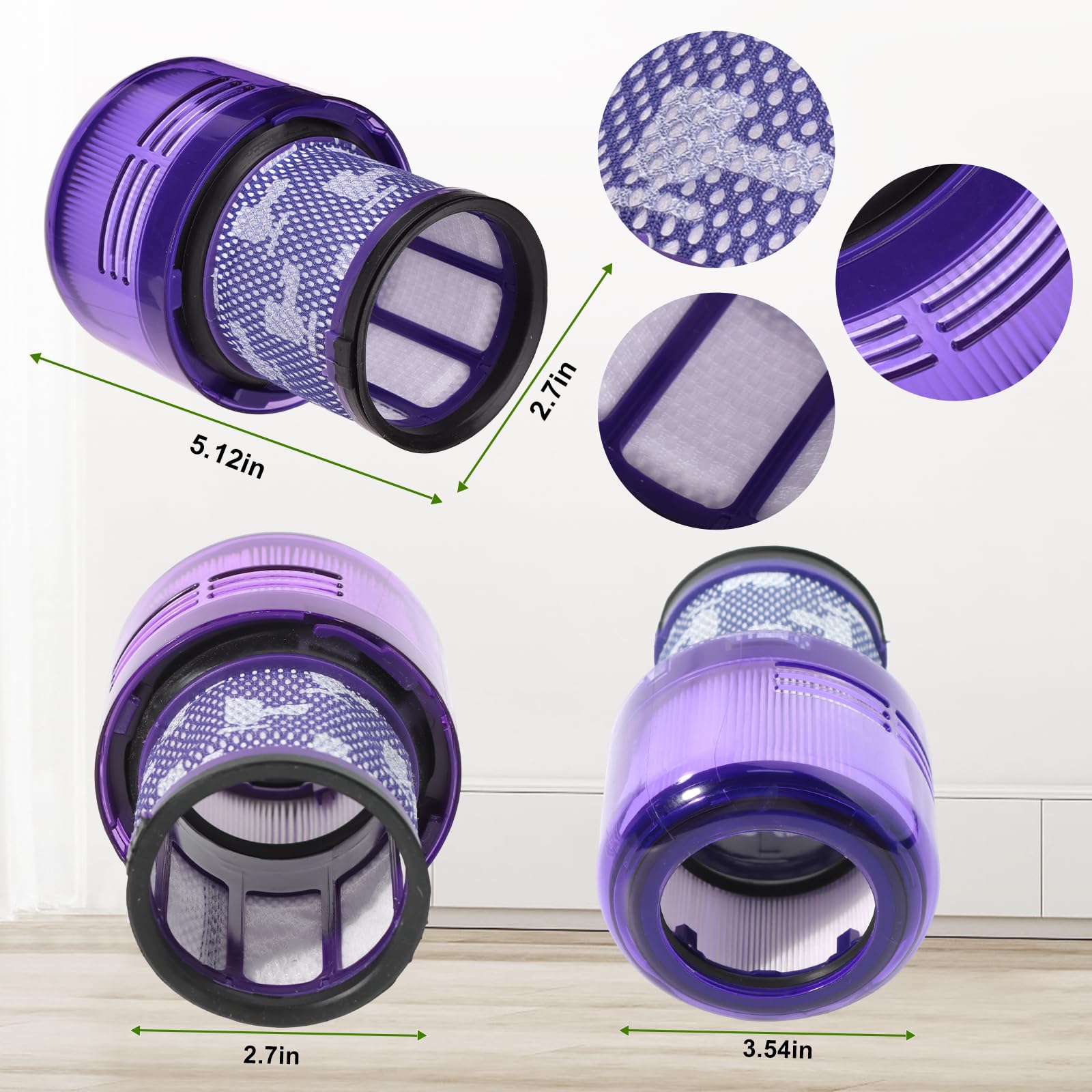 Anicell 3 Pack V15 Filter Replacement for V11 Animal V11 Torque Drive V15 Detect Cordless Vacuum, Compare to Part # 970013-02