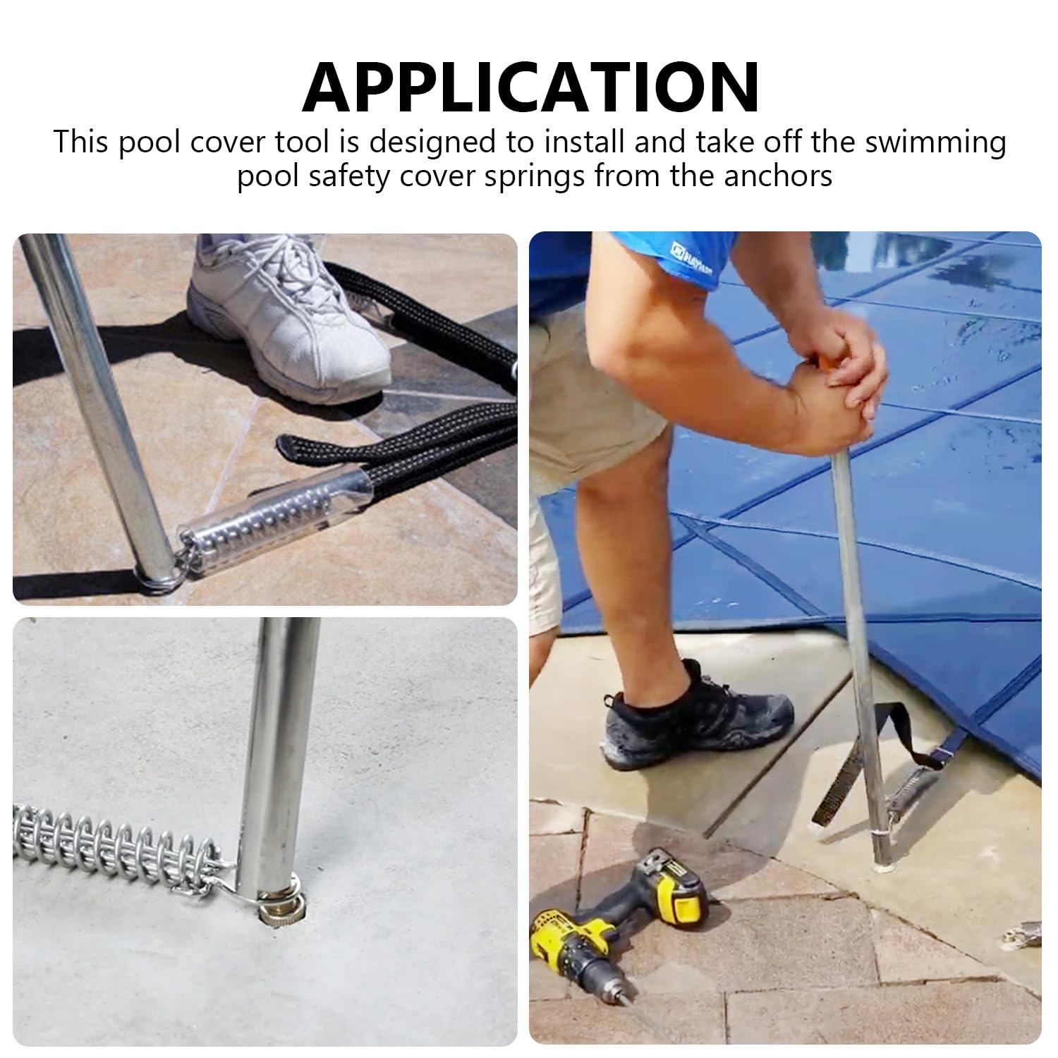 scottchen PRO Pool Cover Tool Swimming Pool Rod 26-1/2inch Pool Safety Cover Installation and Removal Tool