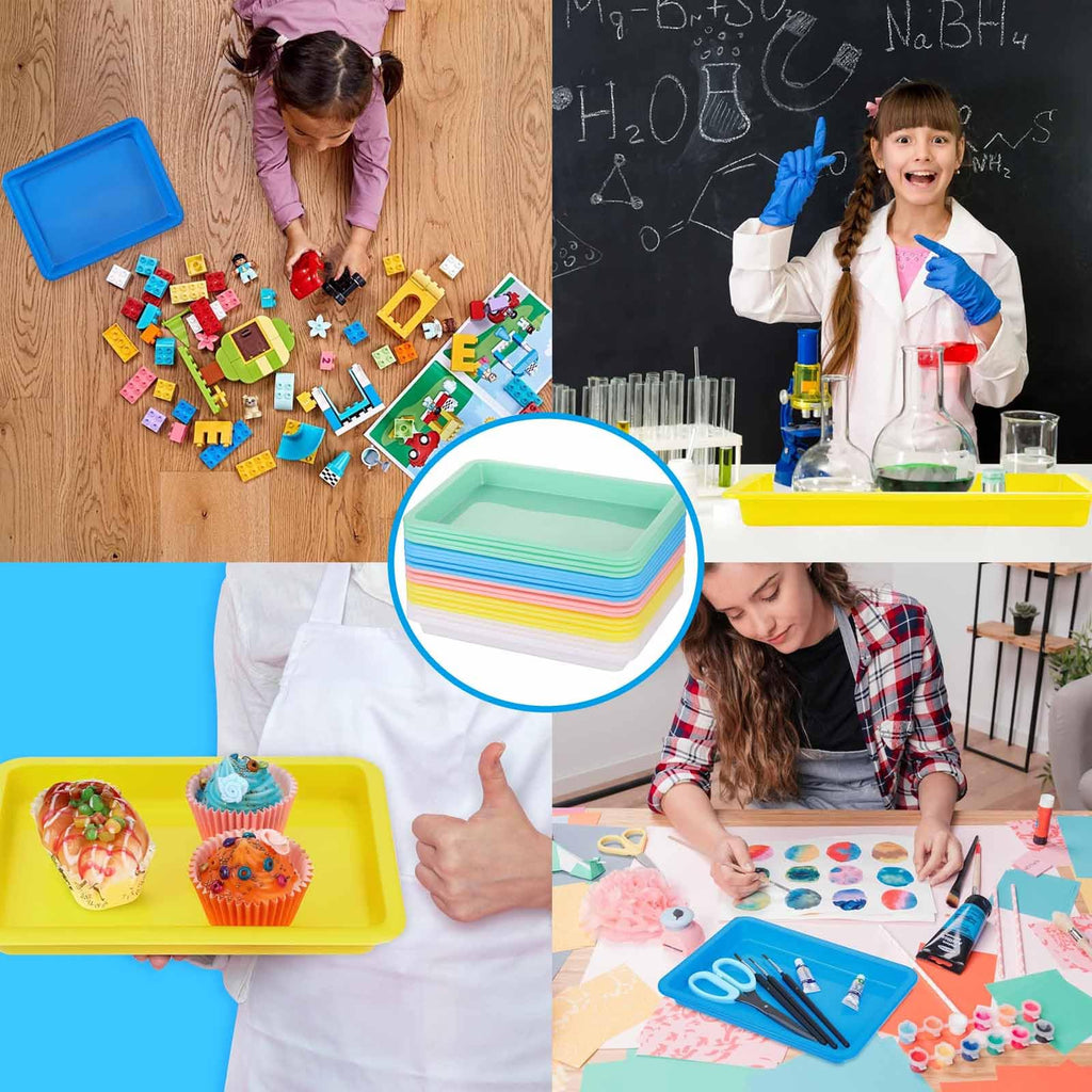 LinamHoz 12pc Plastic Activity Tray, Craft Tray - 8.58 * 6.1in (21.8 * 15.5CM) for DIY Projects, Painting, Beads