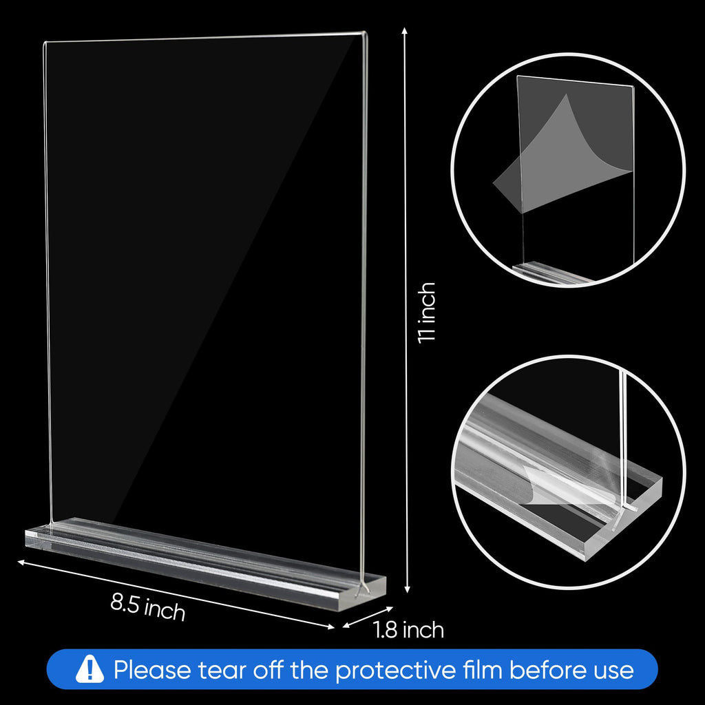 ZongXing acrylic sign holder 8.5 x 11 Paper Stand 6 Pack Clear Double Side T Shape Acrylic Table Signs for Displaying, Flyer Holder Paper Card Holder for Office Business Store Mall Restaurants