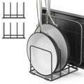 2 Pack Baking Cookie Sheet Organizer Pan Pot Lid Holder for Kitchen Cabinet, 3 Divided Slots 2.2inch Width Storage Rack for Baking Tray Sheets, Cutting Board Organizer for Kitchen Countertop