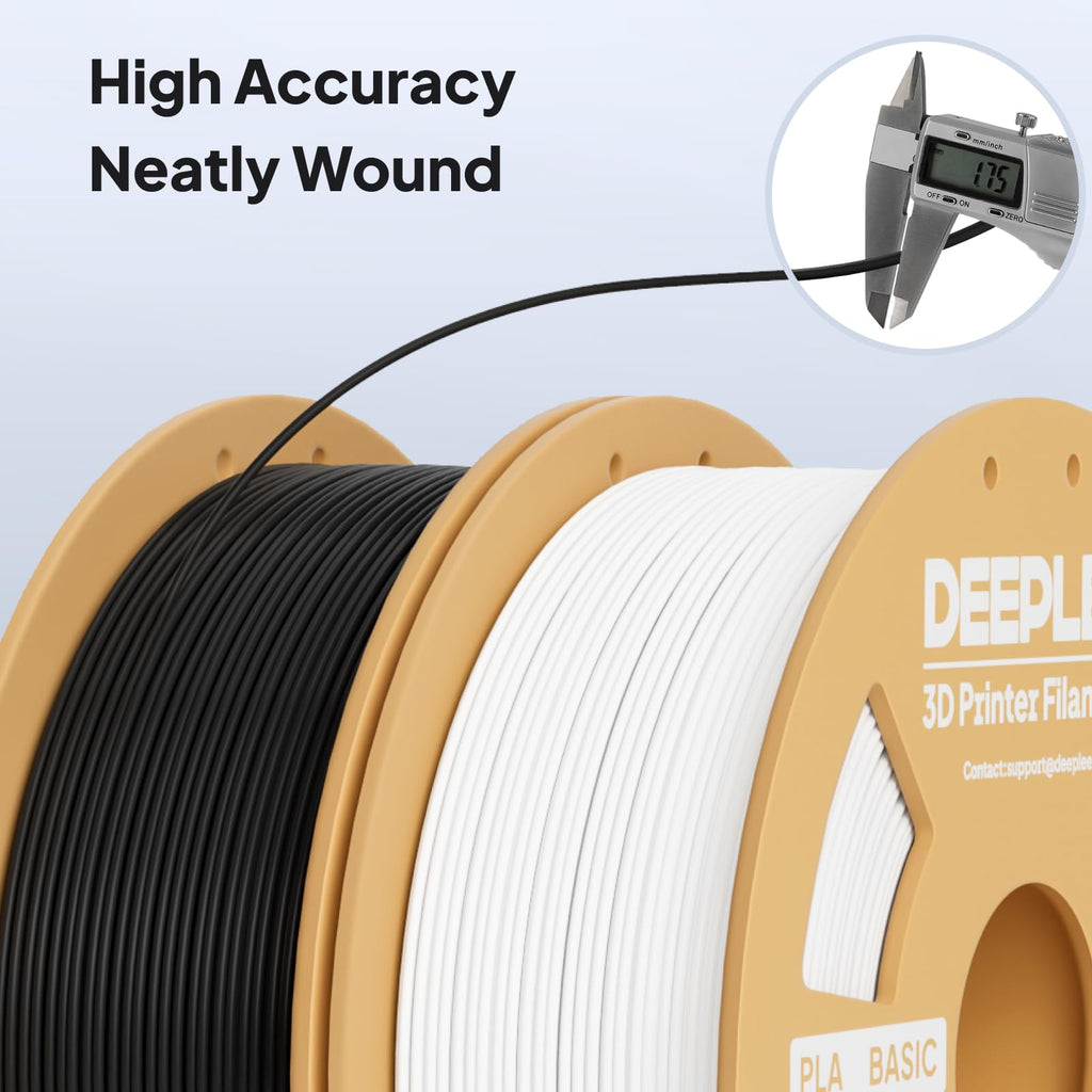 DEEPLEE PLA Basic 1.75mm 3D Printer Filament Black 1kg, 3D Printing Filament with Dimensional Accuracy +/- 0.02 mm, Neatly Wound, No Clogging, Best for Begginers, Fits for Most FDM 3D Printers