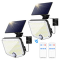MoKo Solar Lights Outdoor, 222 LED 3000LM Motion Sensor Outdoor Lights with Remote, IP65 Waterproof Solar Flood Light Outside, 3000mah Security Lamp for Wall Patio Yard Garage Garden, 2 Pack